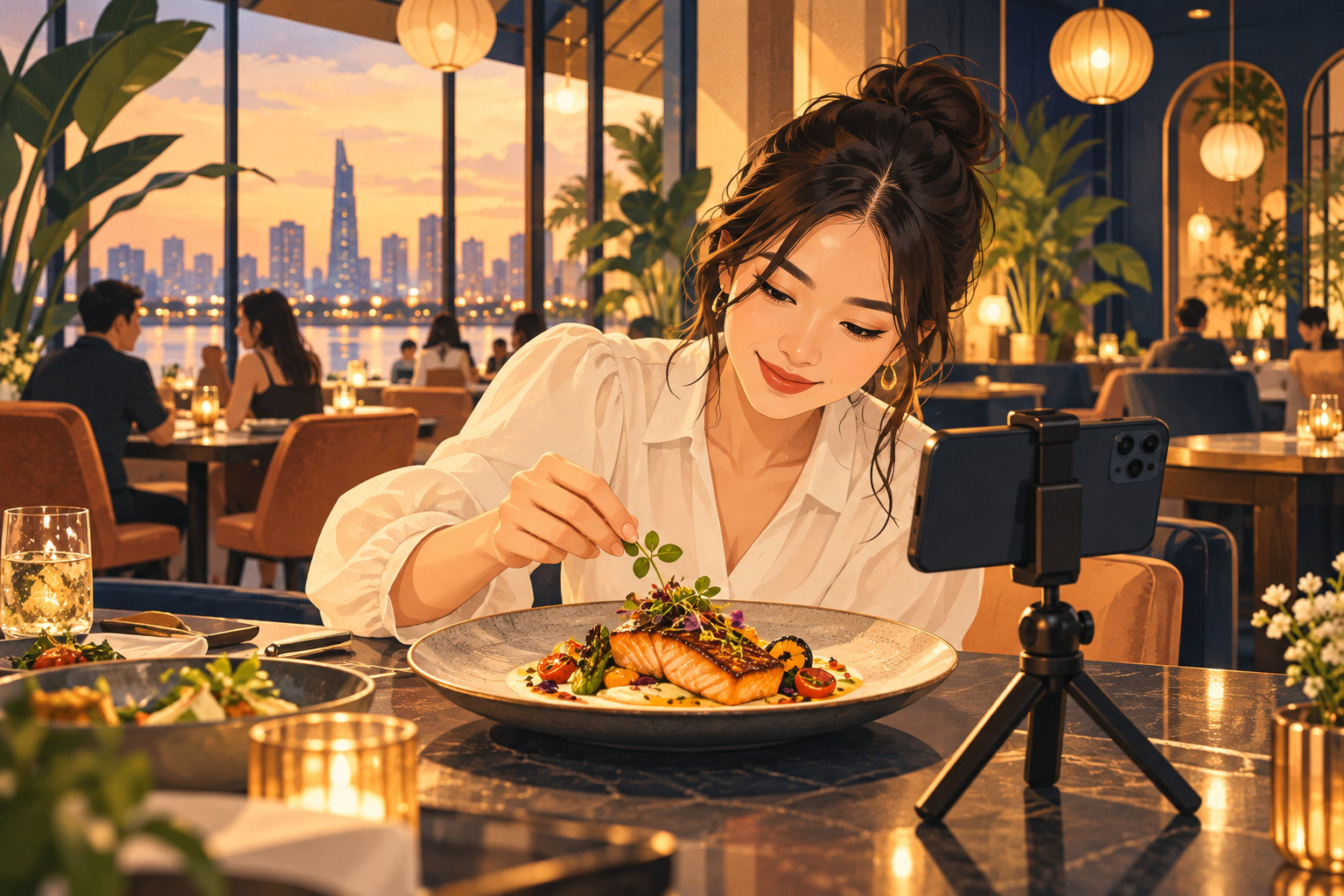 Người làm content marketing nhà hàng quay video món ăn