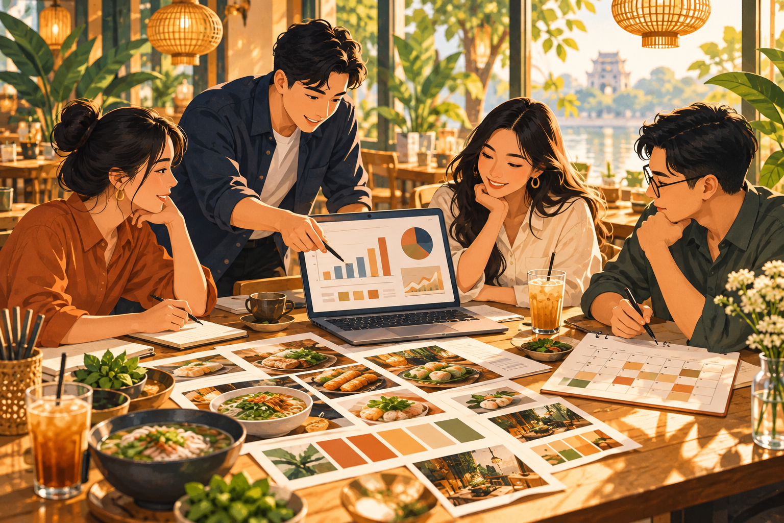 Nhóm lập kế hoạch marketing F&B tại nhà hàng